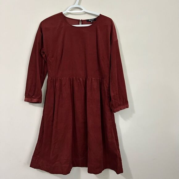 Madewell Corduroy Relaxed Mini Dress in rusted burgundy - Picture 4 of 12